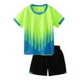 thumbnail image 3 of Yhong Boys Soccer Jersey Athletic 2 Piece Set Kids Sports Football Uniform Activewear Gym Quick Dry Fluorescent Green M, 3 of 7