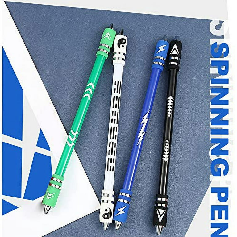 Roucerlin 2 Colors Pen Spinning with Silicone Bracelet, Metal Heads Gaming  Finger Pen, 8.5In Weighted Rotating Ballpoint Pen, Spinning Pen for Student