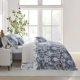 thumbnail image 6 of Blythease Oversized King Bedspread 128x120 Extra Wide, Jacquard Matelasse Damask Pattern Design, Lightweight, Reversible, 5 Piece, 100% Microfiber, Blue, 6 of 8