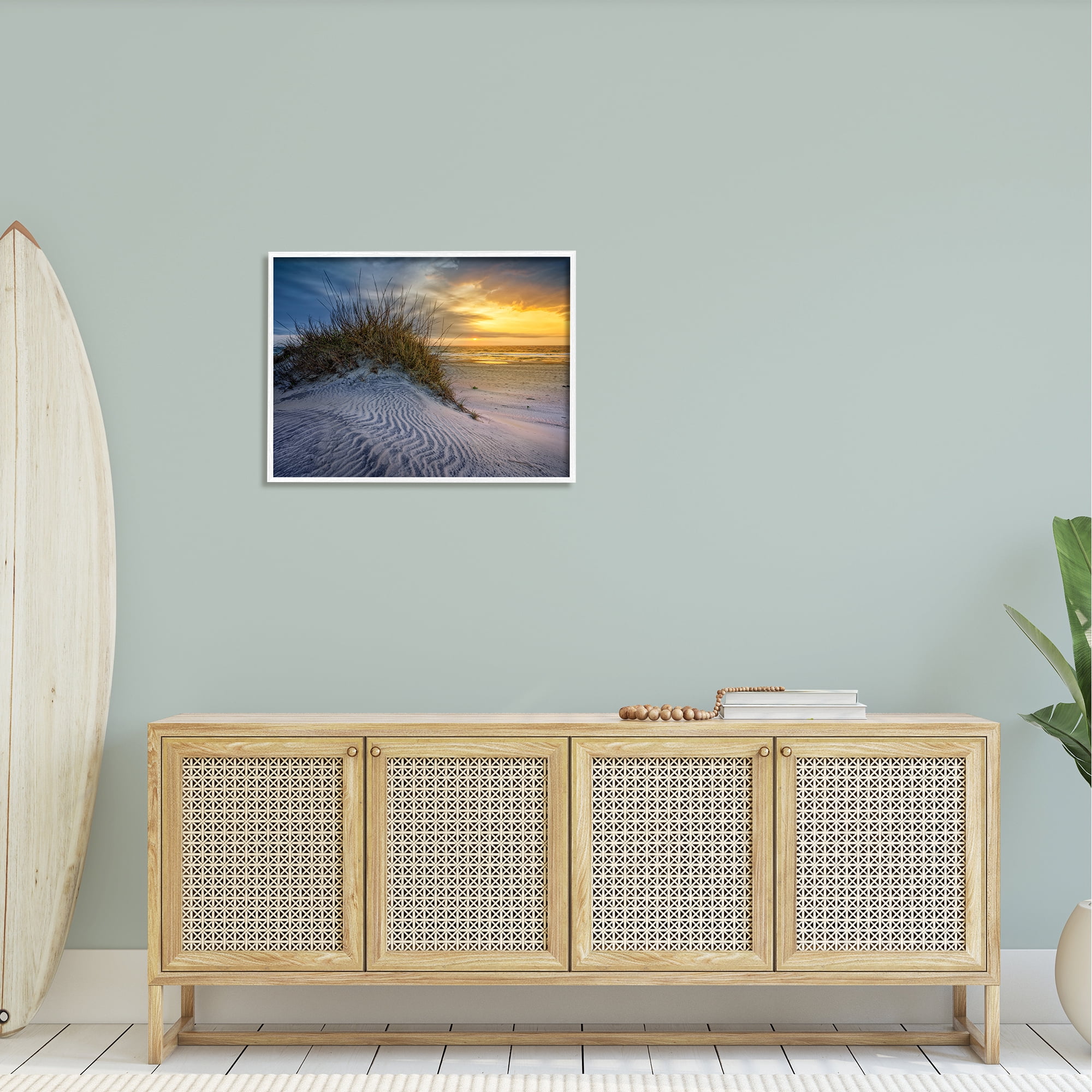Stupell Beach Sand Dunes Vivid Sunrise Landscape Photography White Framed Art Print Wall Art