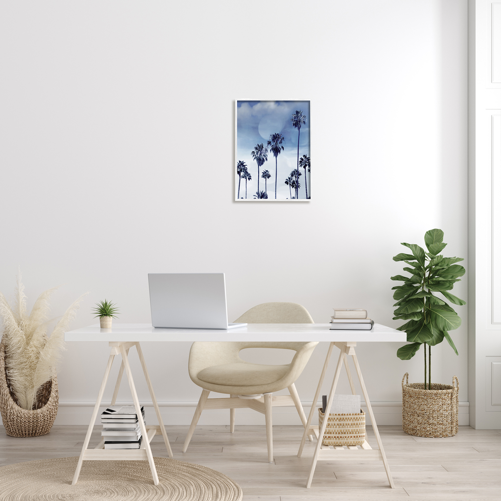 Stupell Industries Tall Tropical Pine Trees Monochromatic Blue Landscape, 16 x 20, Designed by Devon Davis