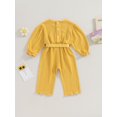 thumbnail image 4 of Bagilaanoe Newborn Baby Girl Fall Jumpsuit Textured Long Sleeve Bodysuit with Belt 3M 6M 9M 12M 18M Infant Fall One Piece Romper, 4 of 8