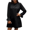 thumbnail image 1 of Vestido de bola de pelo de manga larga de primavera y otoño con cobertura encantadora de princesa de Color sólido con cuello redondo para mujer Fridja  NMB1257, 1 of 9