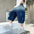 thumbnail image 3 of WOYY Boys Gradient Jean Shorts Elastic Waist Loose Denim Shorts with Pockets, Sizes 5-16, 3 of 6