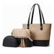 thumbnail image 1 of Bolsas Para Mujer De Cuero Pu Impermeable Tote Elegante 3pzs Xtellar Negro Y Oro, 1 of 3