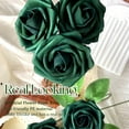 thumbnail image 5 of 25pcs Emerald Green Artificial Flowers Foam Fake Dark Hunt Green Rose with Stems 8 Leaves Real Looking Faux Roses for Wedding Bouquets Bridal Shower Centerpieces Arrangements Party Tables Decorations, 5 of 11