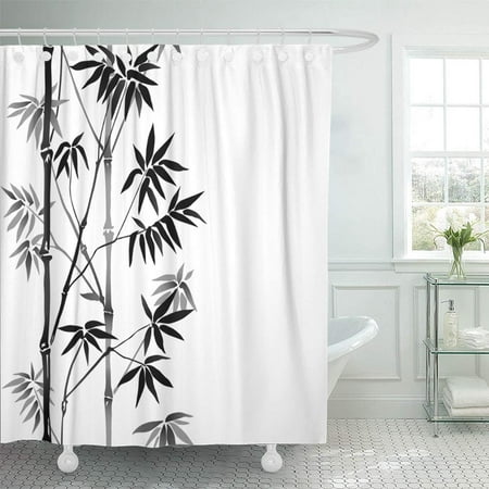 Bsdhome Black Bamboo Vertical Border On, Nature Shower Curtain Canada