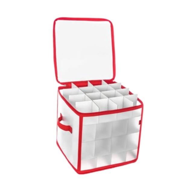 pitrice PP Plastic Folding Christmas Ornament Storage Box With Adjustable Dividers Easy To Store And Stackable For Savings