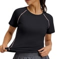 thumbnail image 4 of Womens Workout Tops Short Sleeve Crew Neck Yoga Pilates Breathable Athletic Gym Running Shirts Black, 4 of 6