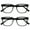 All Black - 2 Pairs, variant on OPULIZE LEO Reading Glasses - 2 -Pack - Large Rectangular Frame - Purple, Clear - Mens Womens - Spring Hinges - RR55-5C - +3.00