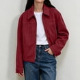 thumbnail image 4 of Enjoytime Fall Jackets for Women Lapel Collar Long Sleeve Cropped Zip Up Jacket Vintage Casual Outerwear with Pockets, 4 of 8