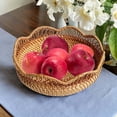 thumbnail image 6 of Rattan Round Serving Tray, Fruit Basket Display Platter Food Organizer, Hand Woven Woven Serving Basket Bowl Wicker Tray for Drink Countertop S, 6 of 8