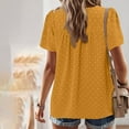 thumbnail image 6 of Women’s Casual Boho Top, Short Sleeve Summer Round Neck Loose Shirt, Solid Lace Trim Blouse, Comfortable and Stylish Casual Wear, Perfect for Relaxed Daily Outings and Vacations, 6 of 9