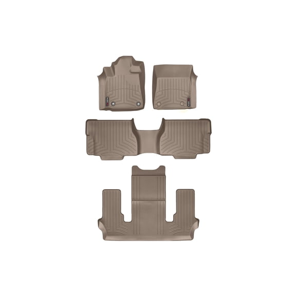 WeatherTech Custom Fit FloorLiners compatible with 2012-2022 Toyota Sequoia - Complete Set (1st, 2nd, & 3rd Row), Tan