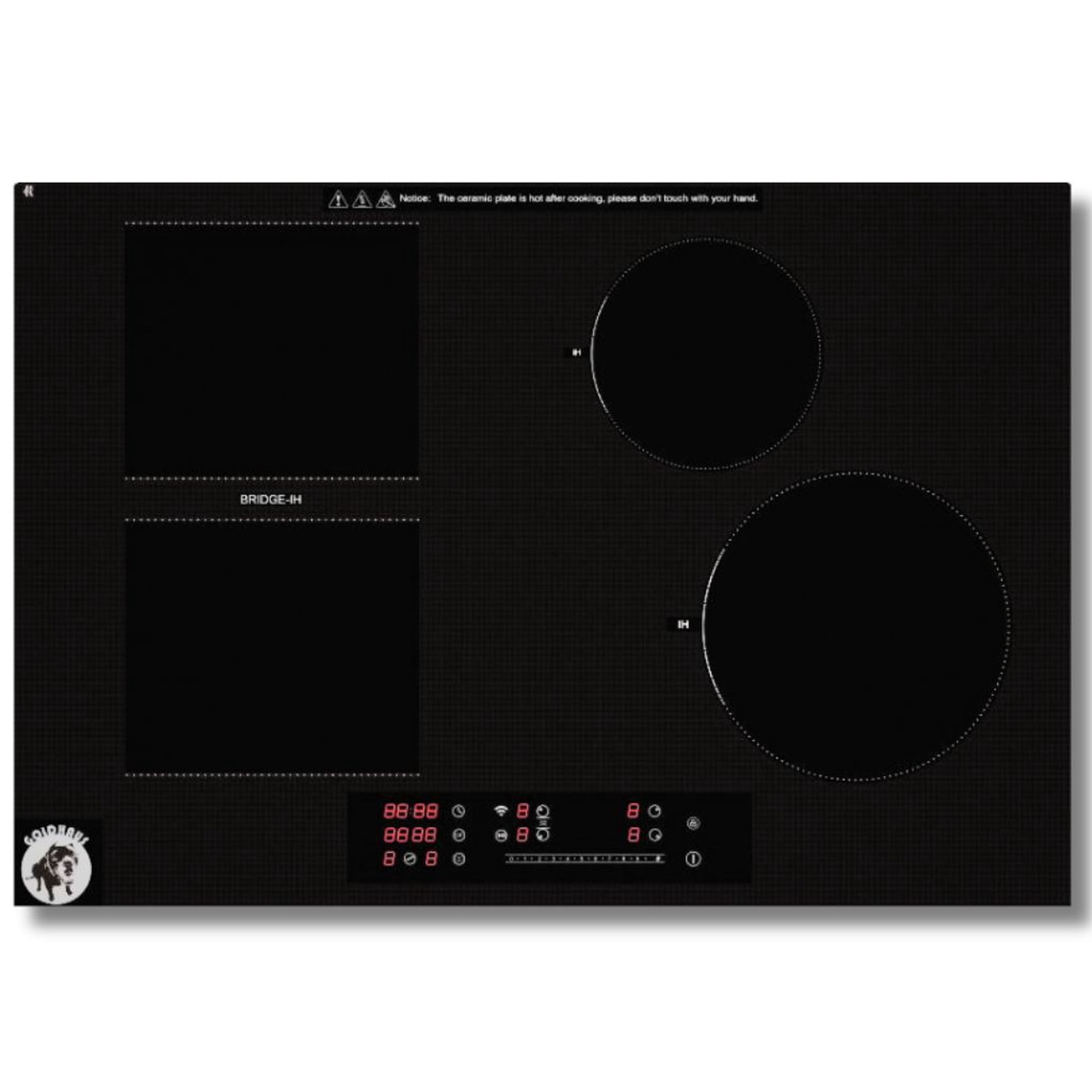 30 Inch Induction Cooktop, 4 Burners with 2500W Booster, Touch Slider Control, 99-Min Timer, WiFi Connectivity, Auto Shut-Off, Built-in Electric Hob, Black Ceramic Glass, 220-240V Hardwired