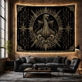 thumbnail image 6 of Viking Longship Over Curling Waves Beneath a Crescent Moon, Adventurous Folk Art for Viking Fans, Ocean Wall Art, Housewarming Gift, Tapestry Wall Hanging for Den and Garage, 6 of 7