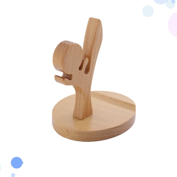 NICEXMAS 1Pc Wooden Mobile Phone Bracket Yellow Natural Wood Phone Stand Support