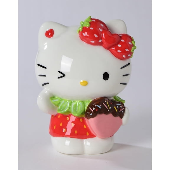 Blue Sky Clayworks Hello Kitty with Strawberry Figurine, 6.5-inch Height, Holiday Decoration