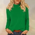 thumbnail image 2 of Comdrip Hauts pour Femmes Manches Longues Chemises pour Femmes Coupe Ample Col Roulé Haut Décontracté Automne Hauts Légers Chauds Chandails Hauts Col Roulé pour Femmes Vert P, 2 of 5