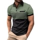 thumbnail image 2 of Ceisia Men's Short Sleeve Turn-down Collar Top Striped Color Block Casual Shirt for Daily Wear Army Green L Gifts, 2 of 6
