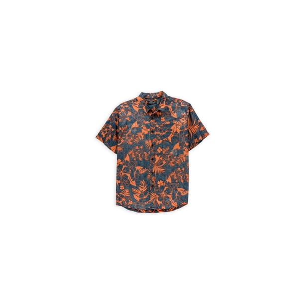 Retrofit Camisa hawaiana con botones para hombre, azul, pequeña Retrofit Botones al frente