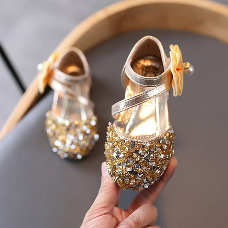 

〖CFXNMZGR〗Girls Sandals Crystal Infant Kids Pearl Single Bowknot Princess Bling Girls Shoes Sandals Baby Baby Shoes