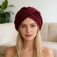 thumbnail image 3 of Turbante con diseño elástico anudado, tejido grueso con textura de gofre, estilo étnico indio., 3 of 8