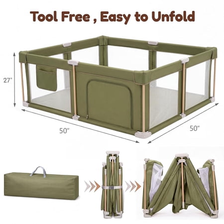 Baby Playpen with Mat and Foldable Design for Infants and Toddlers
