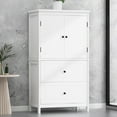 thumbnail image 2 of Bellemave Bathroom Floor Storage Cabinet with 2 Doors, Drawers and Adjustable Shelf Freestanding Cabinet Multifunctional Small Storage Organizer for Living Room 23.6” x 11.8” x 43.3” (White, 2 Doors), 2 of 11