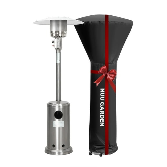 Nuu Garden Outdoor Patio Heater Propane Gas Standing Heater with Wheels,Silver