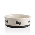 thumbnail image 1 of Cuenco de cerámica para perros con estampado de huesos Sweejar, 2 litros, para perros grandes, color beige, 1 of 6