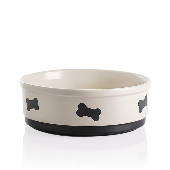 Cuenco de cerámica para perros con estampado de huesos Sweejar, 2 litros, para perros grandes, color beige