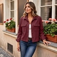 thumbnail image 6 of Cropped Jacket for Women Corduroy Button Down Fall Lightweight Shackets, 6 of 6