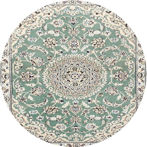 Ahgly Company Machine Washable Indoor Round Traditional Camouflage Green Area Rugs, 4' Round