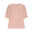 thumbnail image 6 of Button Down Short Sleeve Shirts for Women Round Neck Loose Casual Summer Tops, 6 of 7