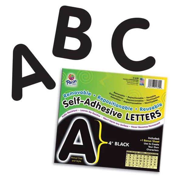 Pacon PAC51620-2 4 in. Self Adhesive Letter, Black - Pack of 2