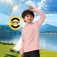 thumbnail image 2 of Riecok Boys Girls Rash Guard Shirt Long Sleeve Sun Protection Pullover Breathable Hooded Tops Hiking Workout Clothes Watermelon Red 160, 2 of 6