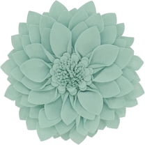 Fennco Styles 3D Petals Flower Filled Decorative Throw Pillow 13" Round - Aqua Floral Felt Accent Pillow for Couch, Bedroom, Living Room, Office, Holiday Décor, and Housewarming, Birthday Gift