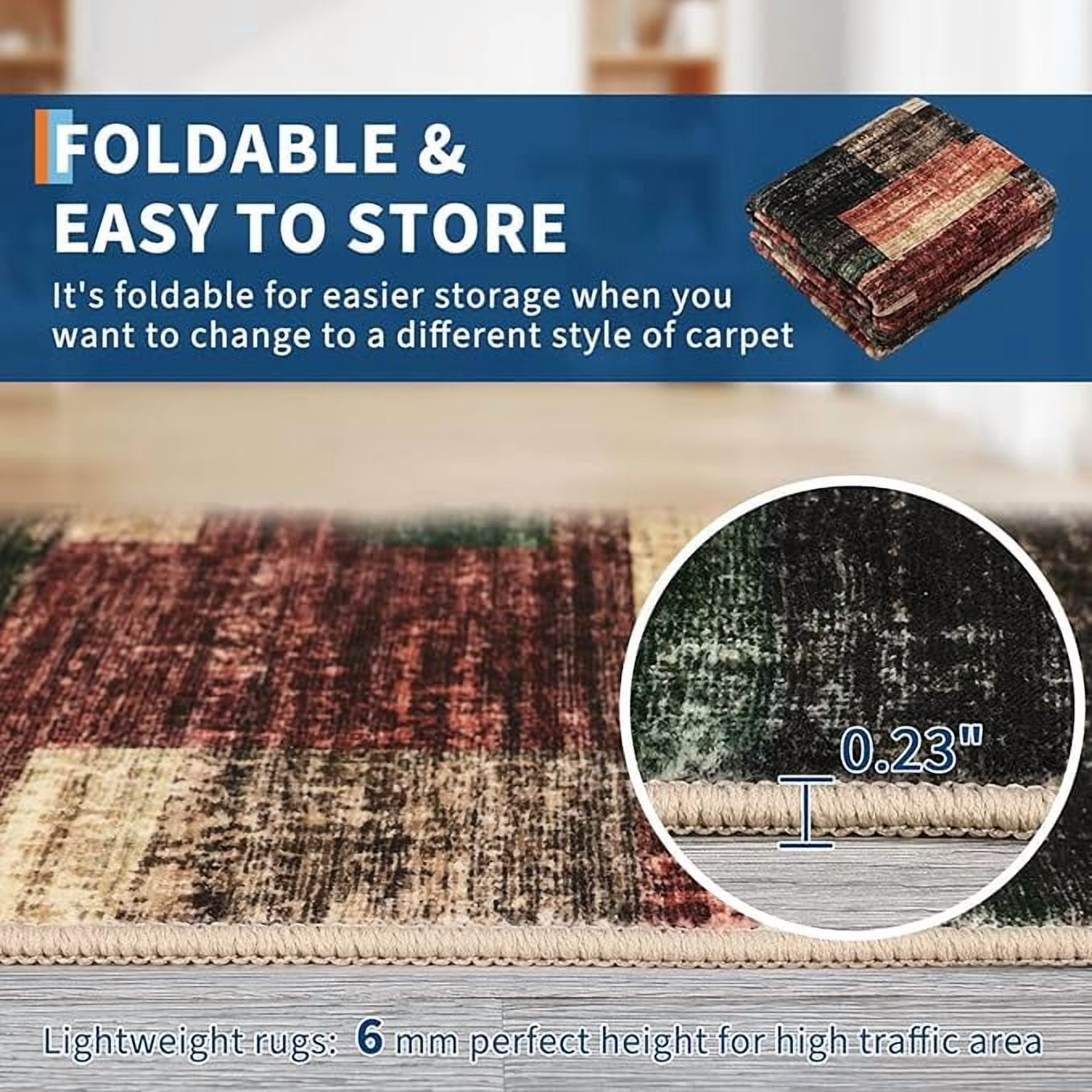 Washable Runner Rug 2x6 Modern Entryway Rug Tartan Plaid Non Slip Kitchen Rugs Rustic Bedroom Area Rug Hallway Runners Soft Carpet Bath Mat Stain Resistant Throw Rugs for Laundry 2'x6' Red