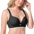 thumbnail image 3 of SAZBJOJN Women's Bras Seamless Full Coverage Bra Anti-Sagging Side Support Bras for Women Thin Lightly Push Up Bra No Underwire Comfort No Dig Strap Bra Size A Black, 3 of 6