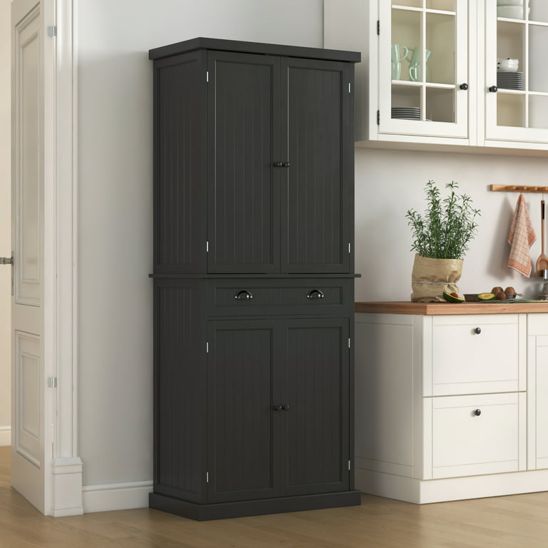 72 Inch Freestanding Kitchen Pantry Cabinet 4 Doors Storage Cupboard  Shelves Drawer