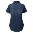 thumbnail image 4 of Made by Olivia Women's Cap Sleeve Button Down Denim Chambray Shirt, 4 of 5