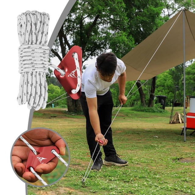 Feltree Outdoor Windproof Rope Tent Rope Reflective Rope Rope Fixed Tied Rope Camp Adjustment Rope Thickened and Lengthened with Adjustment Buckle 5 Meters