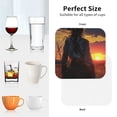 thumbnail image 6 of Lsque Sunset Western Cowgirl Pattern 4" Drink Coasters Set of 4, PVC Leather Absorbent Coasters, Table Coaster Set Decorative Coffee Cup Coasters Housewarming Gift -Square, 6 of 6