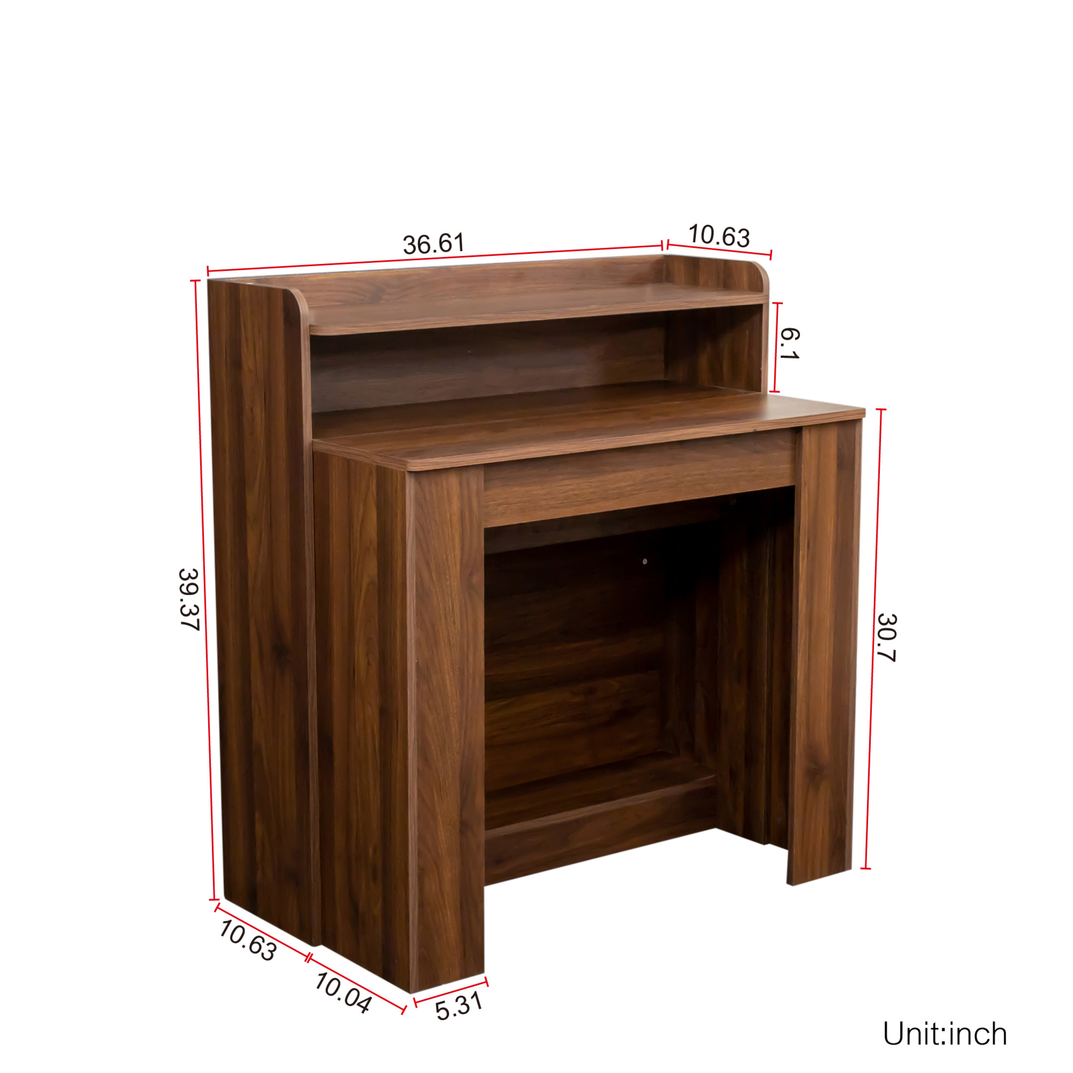 Noble House Earthy 98.4" Extendable Dining Table, Hidden Storage, Wooden Convertible Kitchen Sideboard, Walnut