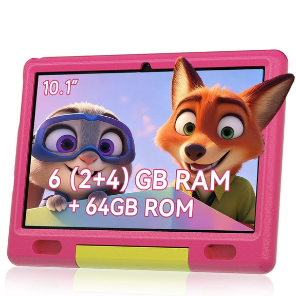 AEEZO 10-inch Kids Tablet with Android 13, HD IPS Display Tablet for Kids, 6GB RAM, 64GB ROM, Quad-Core Processor, Kidoz Pre Installed& Kids Education, Parental Control,-Proof Case (Pink)
