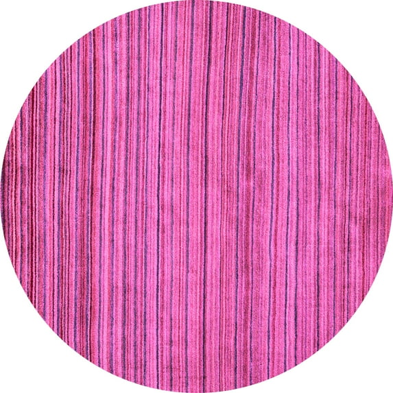 Ahgly Company Indoor Round Abstract Pink Modern Area Rugs, 4' Round