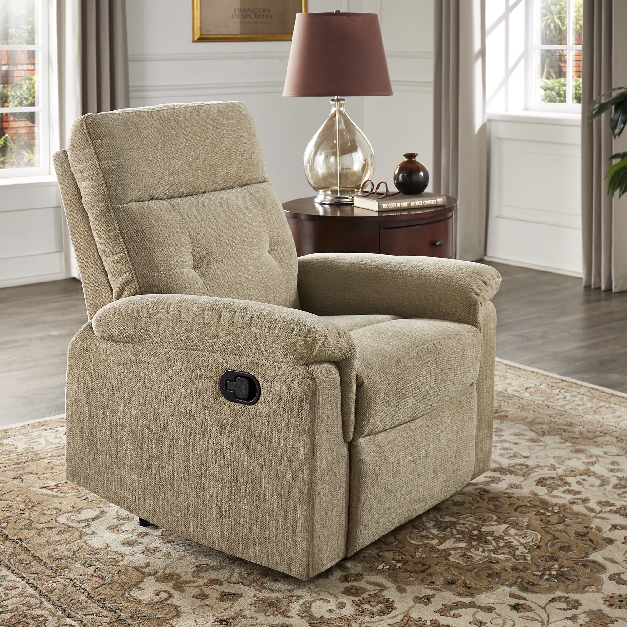 Weston Home Boerne Chenille Fabric Manual Recliner, Tan