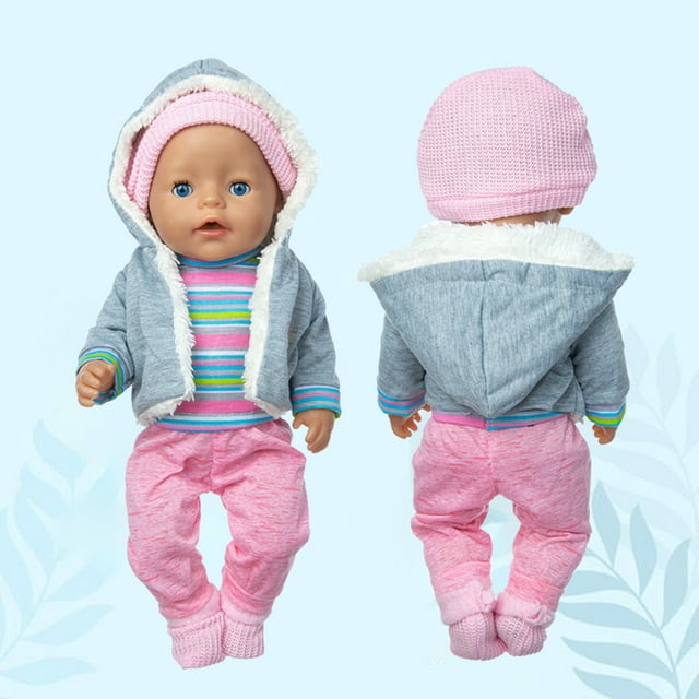 Juguetes para piscina, juguetes para bebés y niños pequeños. Suéter de invierno para muñeca de 18 pulgadas, abrigo grueso, conjunto de rayas coloridas, mono, accesorios de ropa para muñecas reborn.