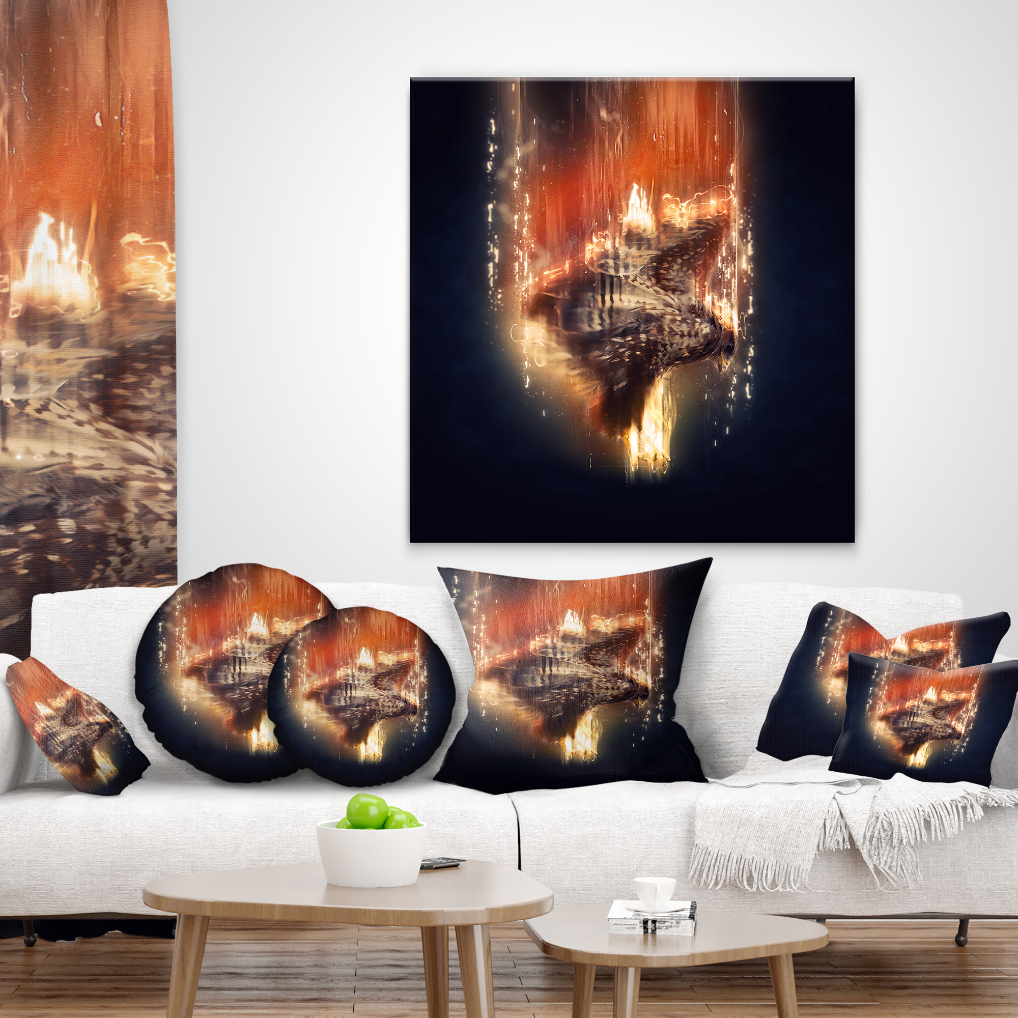 Designart Large Falcon in Flight - Animal Throw Pillow - 12x20